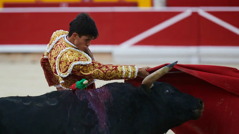 Novillada de las fiestas de San Fermín 2019 con la ganadería navarra de Pincha lidiada por Francisco de Manuel, Antonio Grande y Diego San Román. PABLO LASAOSA 20