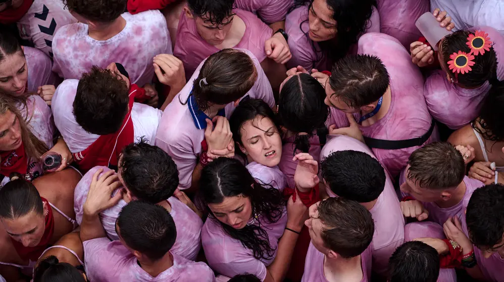 Chupinazo de San Fermín 2024 en la Plaza del Ayuntamiento de Pamplona. PABLO LASAOSA