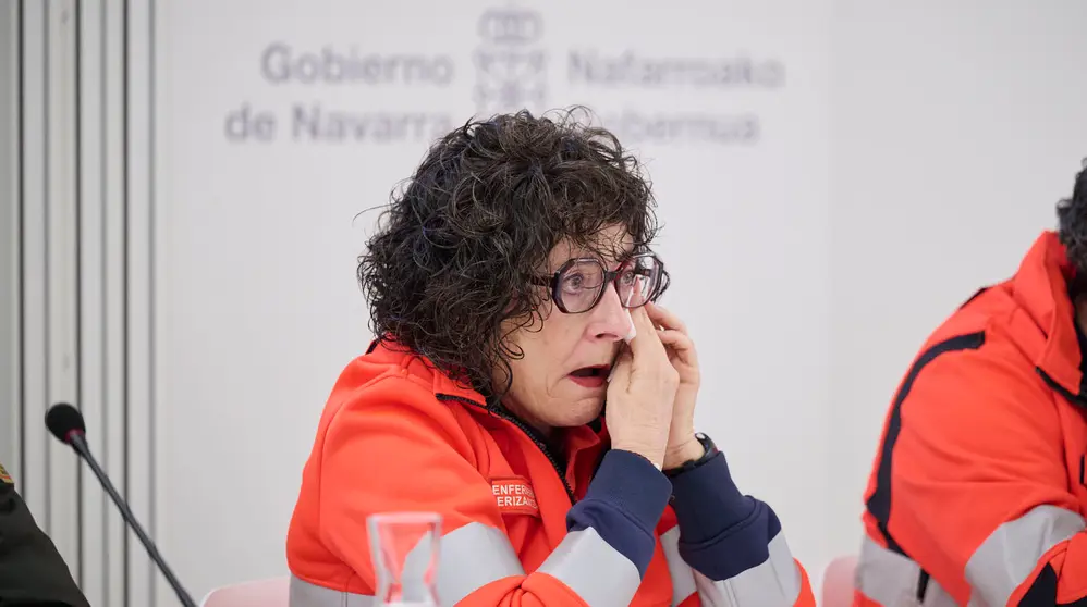 La Presidenta de Navarra participa junto al alcalde de Paiporta en un acto de reconocimiento a los efectivos de los servicios de emergencias del Gobierno de Navarra que ayudaron tras la DANA Sala de usos m&uacute;ltiples del Palacio de Navarra. PABLO LASAOSA