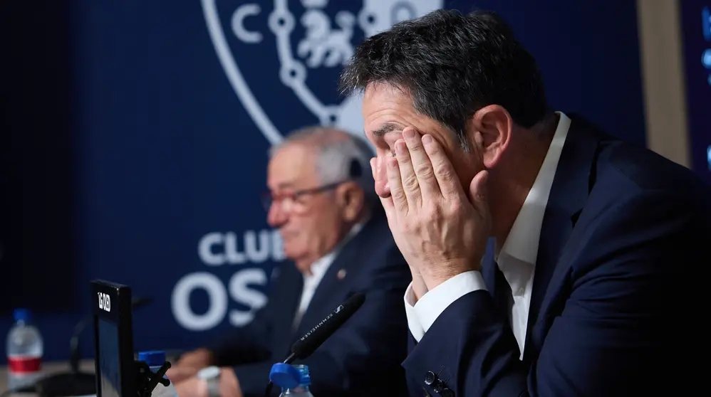 El director deportivo del Club Atl&eacute;tico Osasuna durante la &uacute;ltima d&eacute;cada, Braulio V&aacute;zquez, ofrece una rueda de prensa tras anunciar su salida del equipo.  I&Ntilde;IGO ALZUGARAY