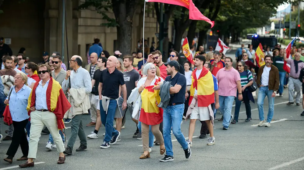 Manifestaci&oacute;n convocada por el Movimiento C&iacute;vico del Pueblo bajo el lema 'Navarra es Espa&ntilde;a y Cristiana'. PABLO LASAOSA