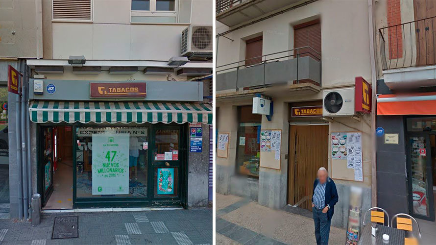 A la izquierda la administración de lotería en Tudela y, a la derecha, la de Los Arcos.