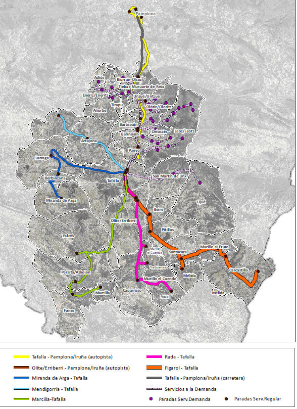 Mapa transporte Pamplona Tafalla
