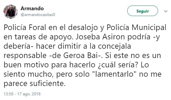 El concejal Armando Cuenca pide la dimisión de la edil Itziar Gómez