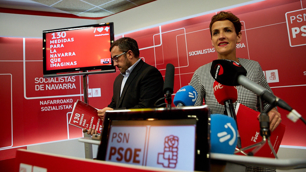 La candidata del PSN a la Presidencia del Gobierno de Navarra, Maria Chivite, presenta el programa electoral (11). IÑIGO ALZUGARAY