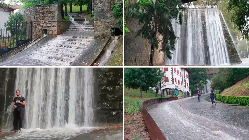 Una ducha en las murallas: el espectacular vídeo que arrasa en las redes tras las fuertes tormentas en Pamplona
