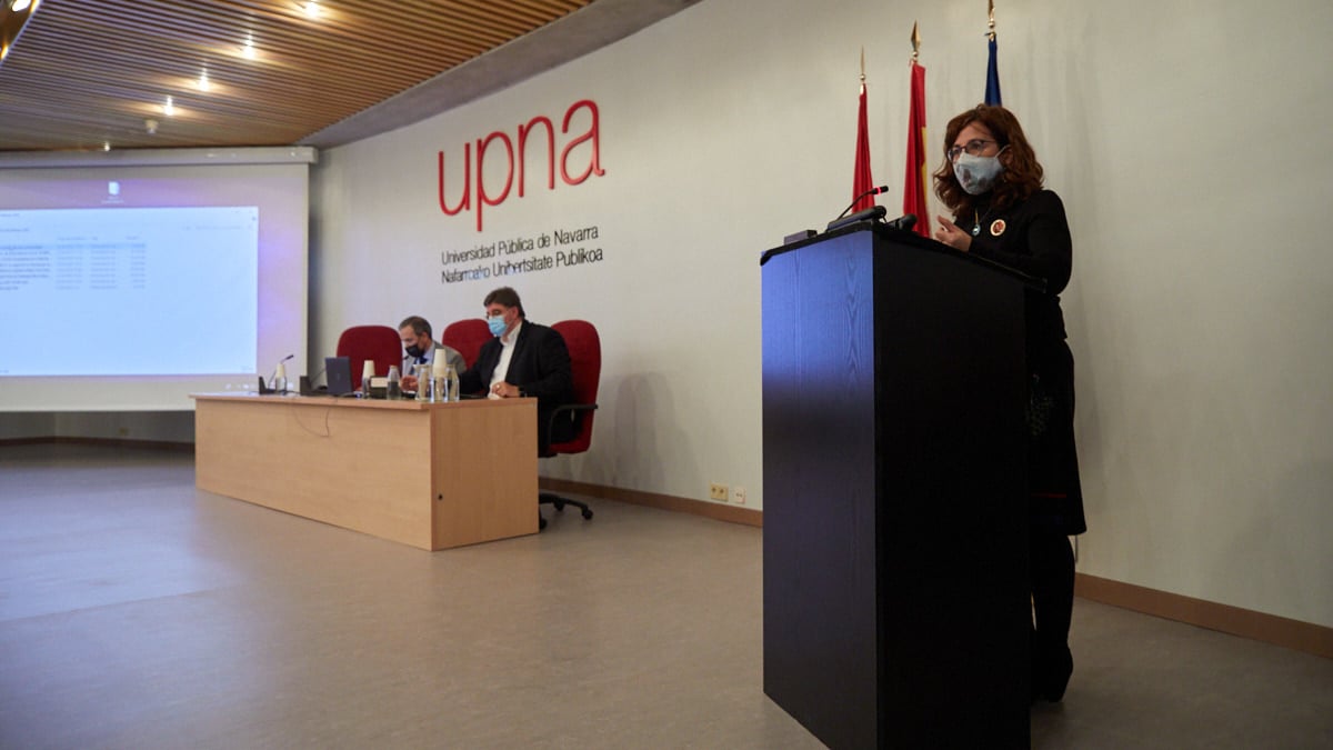 Seminario organizado por la UPNA y el Hospital Universitario de Navarra sobre la gestión hospitalaria durante la pandemia. IÑIGO ALZUGARAY