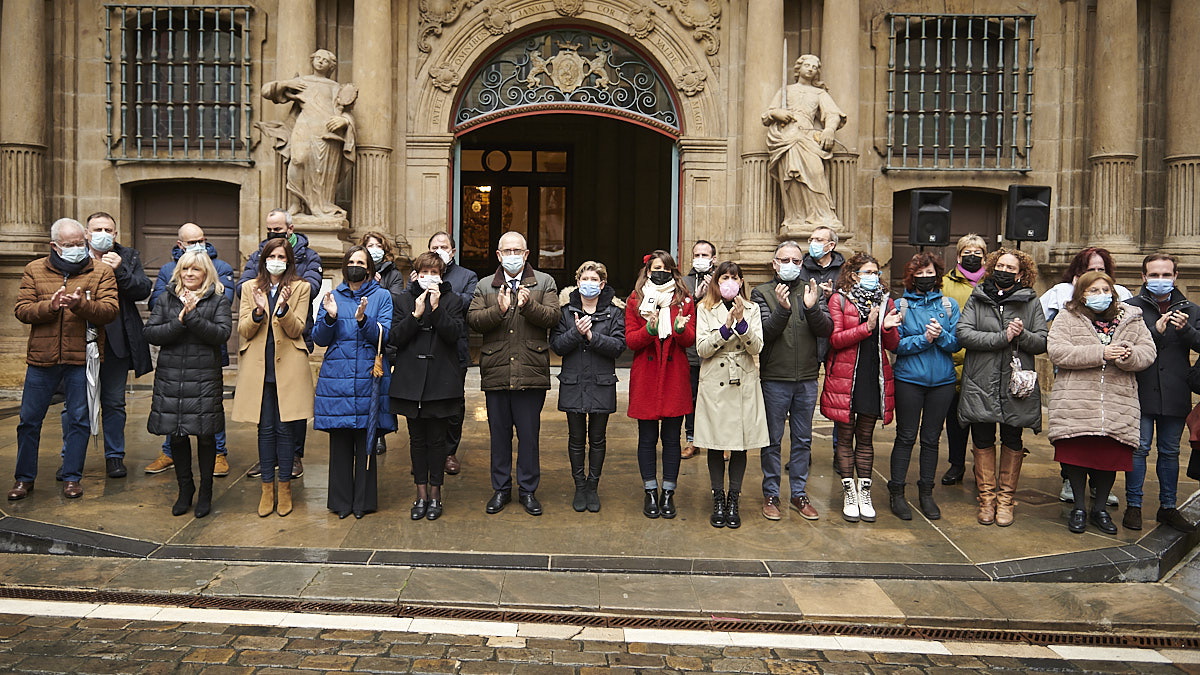 El Ayuntamiento de Pamplona convoca una concentración durante el Día Internacional de las Mujeres. PABLO LASAOSA