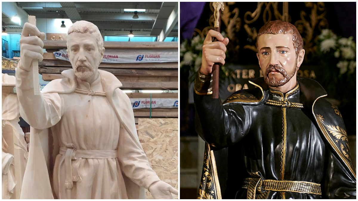 Proceso de creación de la nueva figura de San Francisco Javier, que aguarda ya en la parroquia San Lorenzo.