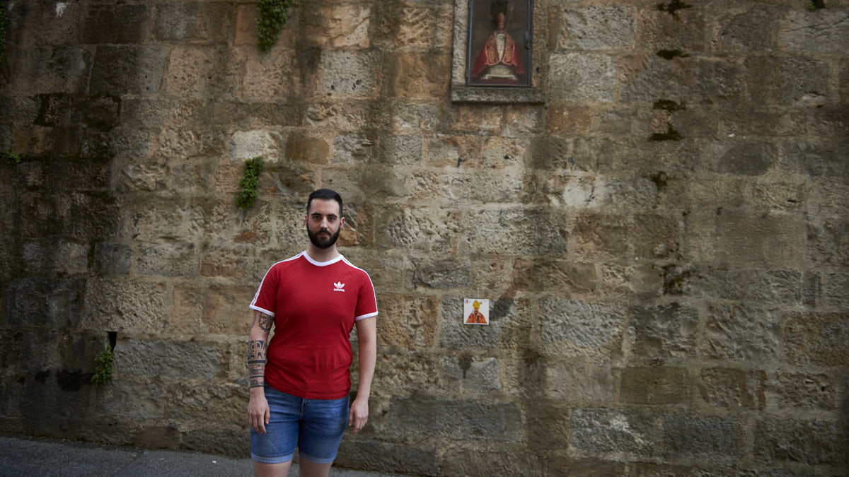 Diego Cajal, corredor de encierros en Santo Domingo. IRANZU LARRASOAÑA.