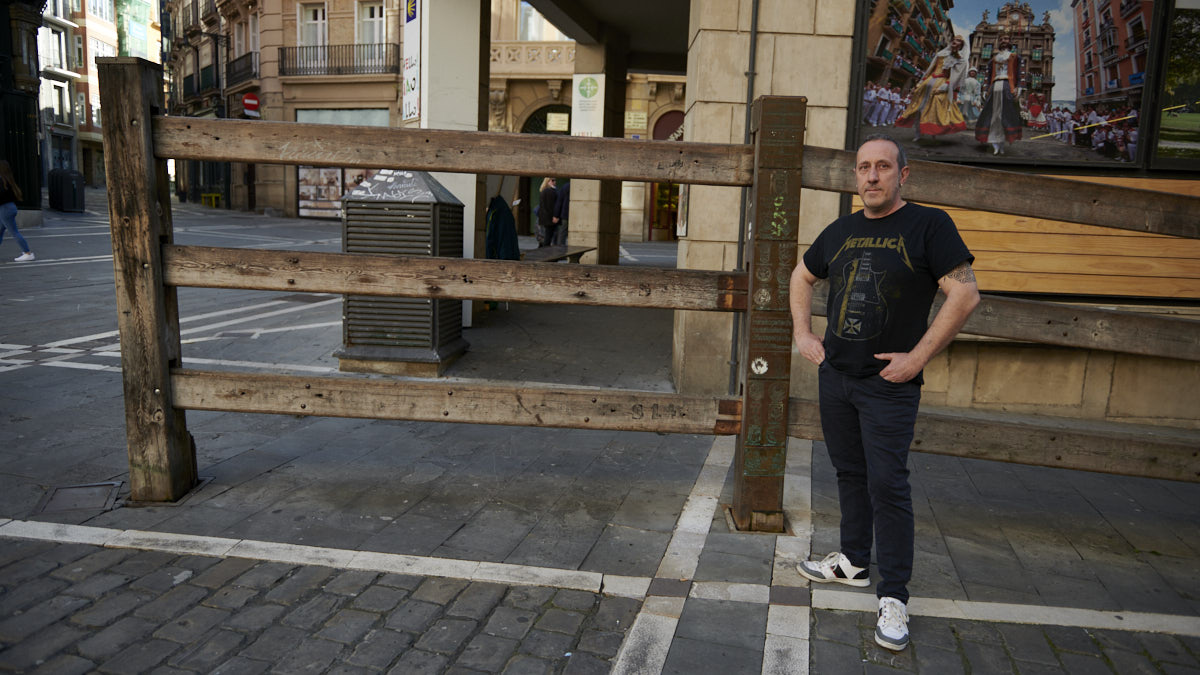 Javier Lezaun, corredor de encierros en Santo Domingo. IRANZU LARRASOAÑA