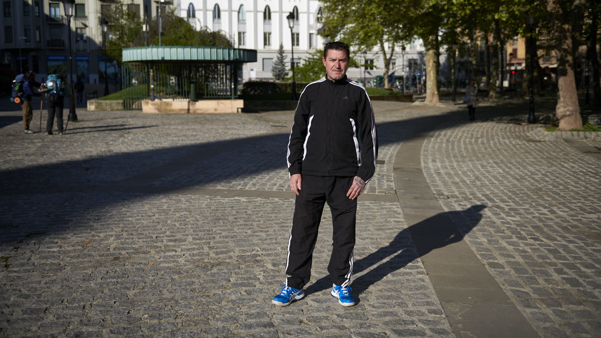 Juanjo Martínez, corredor de encierros en Santo Domingo. IRANZU LARRASOAÑA