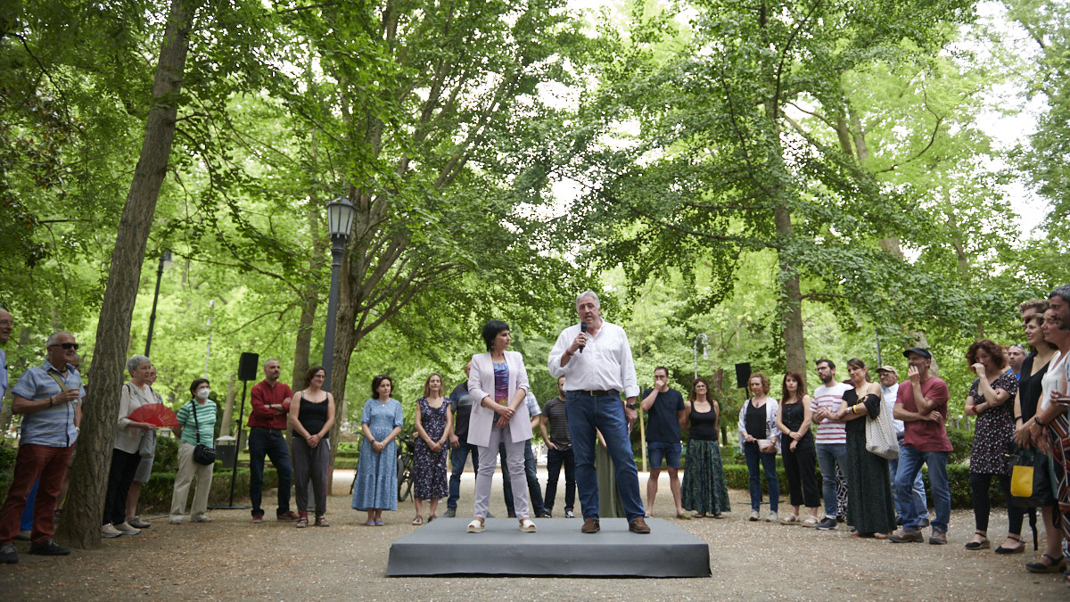 EH Bildu realiza la presentación social de sus candidatos a las próximas elecciones en Navarra y Pamplona, Laura Aznal y Joseba Asiron. PABLO LASAOSA
