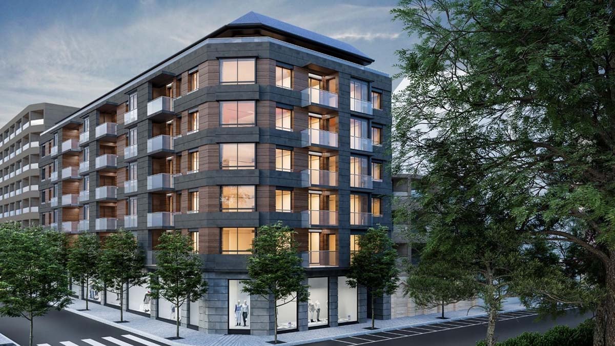 El nuevo edificio del Paseo Sarasate de Pamplona que pone a la venta 33 viviendas. AMENABAR
