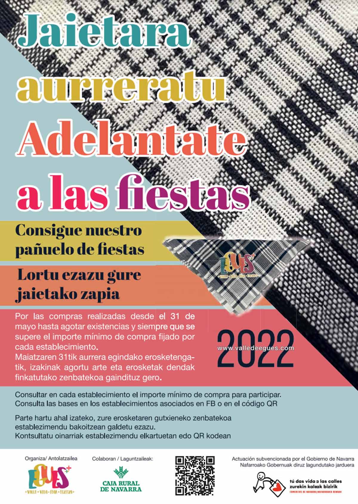 Cartel anunciador de la camapña del pañuelo de fiestas de la Asociación de Comerciantes de Egües
