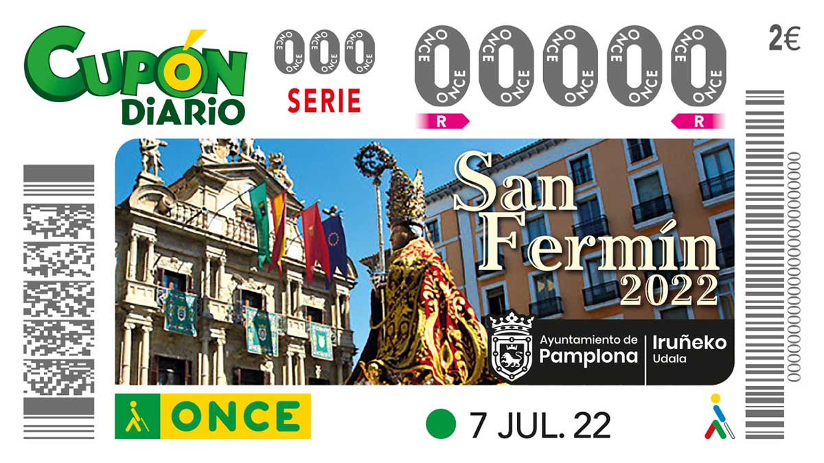 Cupón de la ONCE especial San Fermín 2022. ONCE