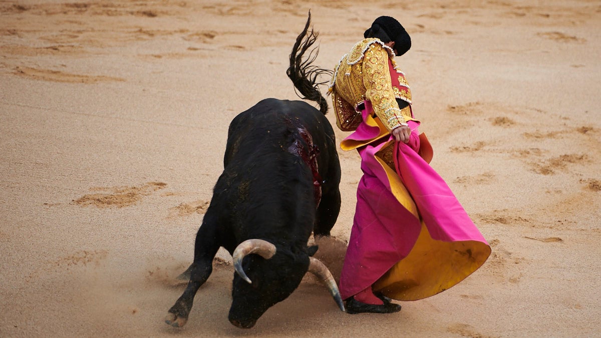 Novillada de la Feria del Toro de San Fermín 2022 con novillos de la ganadería Pincha para los novilleros Jorge Martínez, Isaac Fonseca y Álvaro Alarcón. PABLO LASAOSA