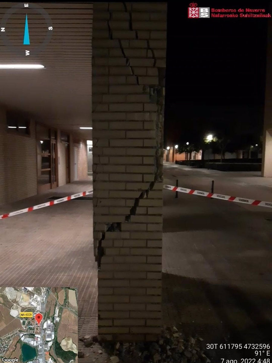 Imagen del pilar afectado. BOMBEROS DE NAVARRA