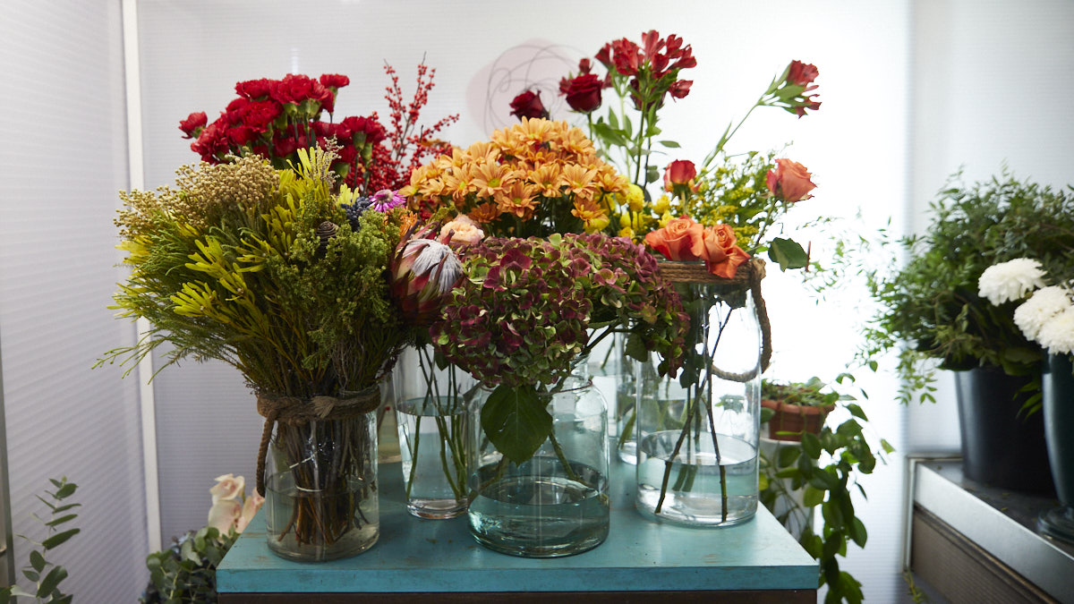 Floristería Flor Esther, en la calle Abejeras 18 bis de Pamplona. IÑIGO ALZUGARAY