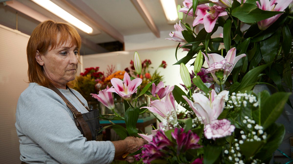 Floristería Flor Esther, en la calle Abejeras 18 bis de Pamplona. IÑIGO ALZUGARAY