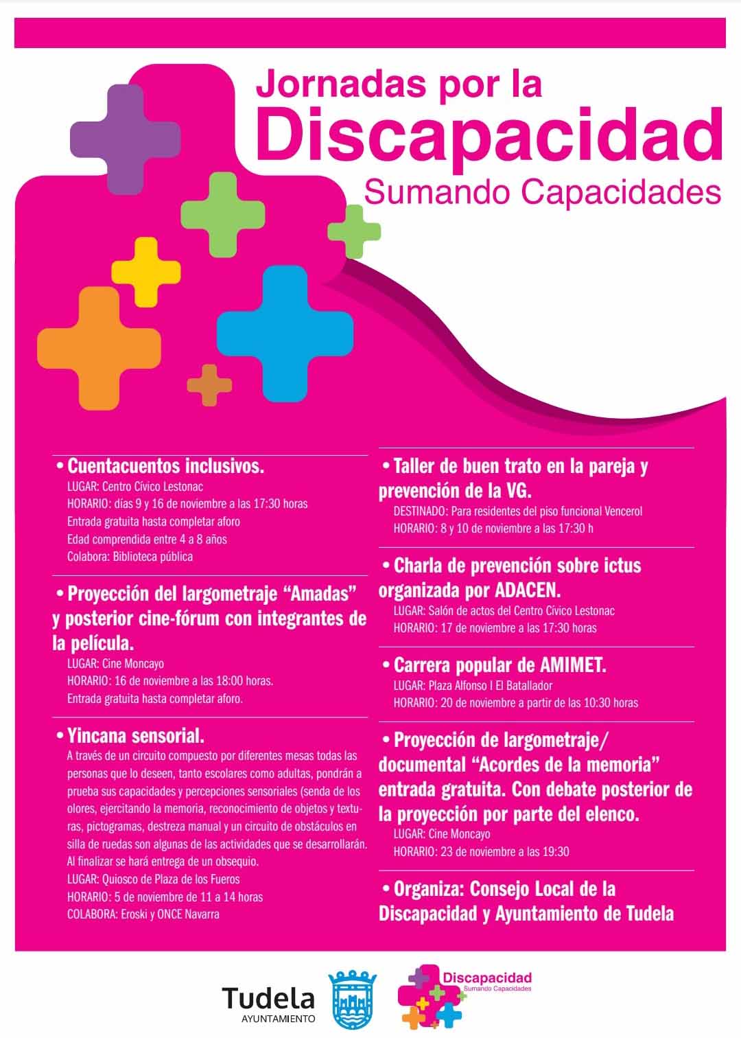 Cartel con la programación de las jornadas en Tudela. CEDIDA