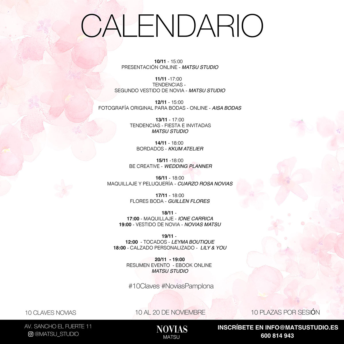 Programa de 10 clave Novias Matsu Studio de Desirée Arellano. CEDIDA