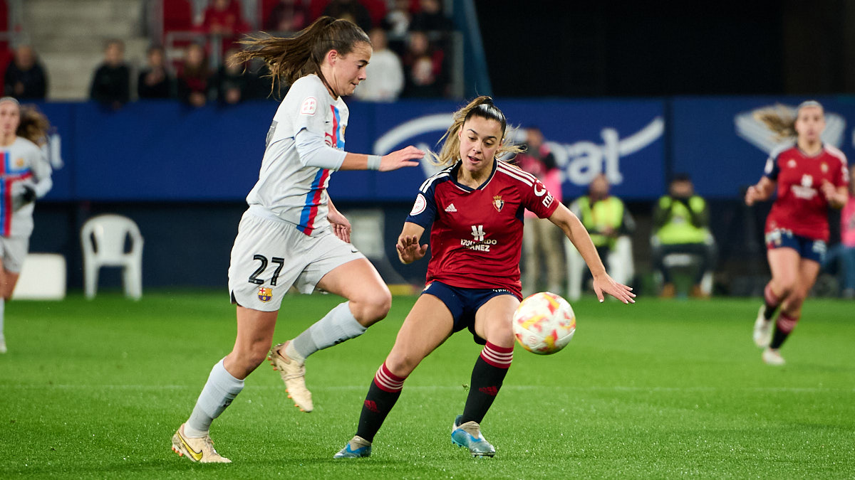 Osasuna Femenino se enfrenta al FC Barcelona Femenino en octavos de final de la Copa de la Reina. PABLO LASAOSA