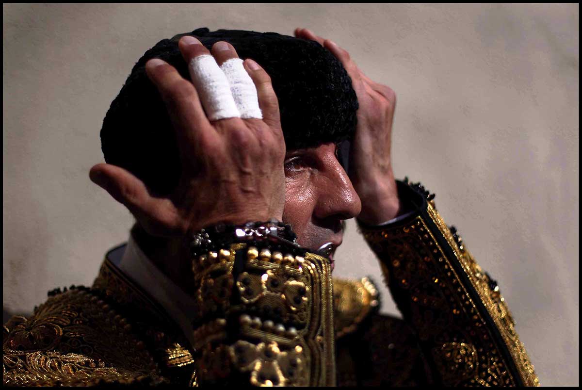 La mirada al infinito de Juan José Padilla en el patio de caballos (Foto Javier Sesma. Cortesía del autor)