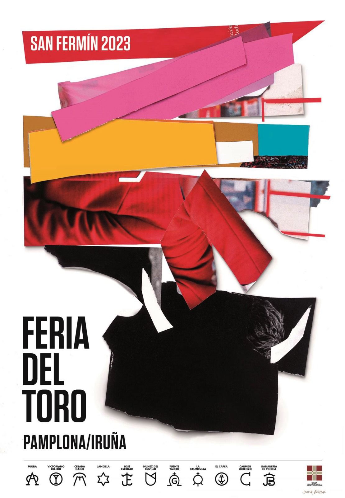 Cartel de la Feria del Toro 2023 de San Fermín, obral del pamplonés Javier Balda.