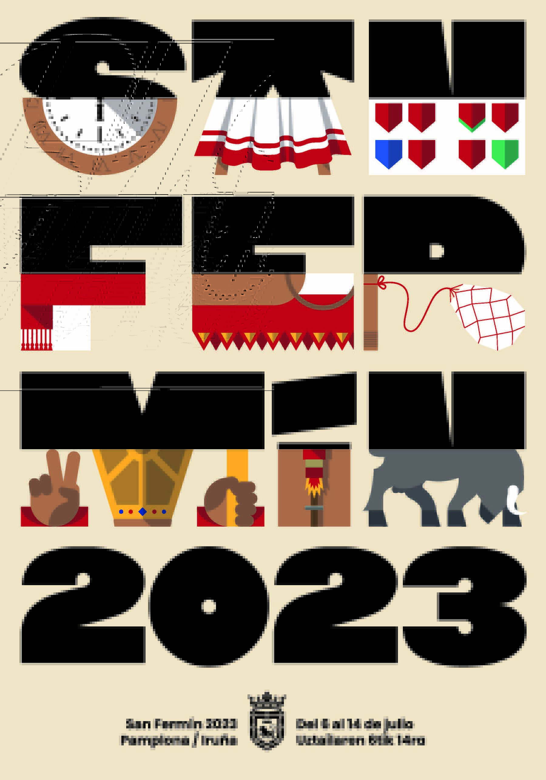 Cartel nº 2 - NUEVE LETRAS, NUEVE DÍAS, NUEVE EMBLEMAS