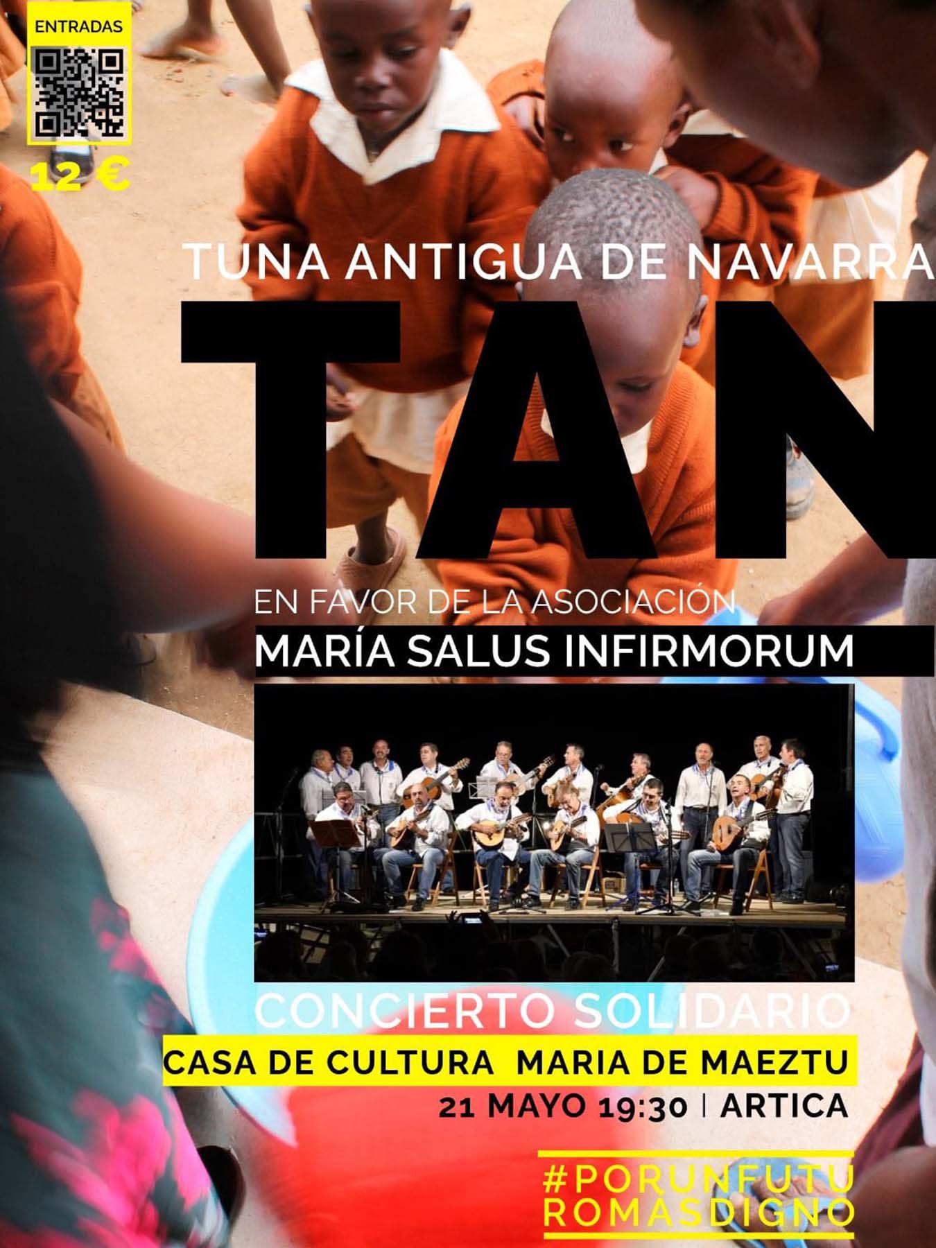 Cartel anunciador del concierto de la Tuna Antigua de Navarra que ofrece un concierto solidario en Artica. CEDIDA