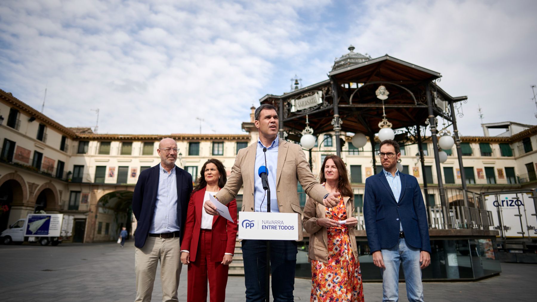 Javier García durante el acto de campaña electoral desarrollado por el Partido Popular de Navarra en Tudela. PP