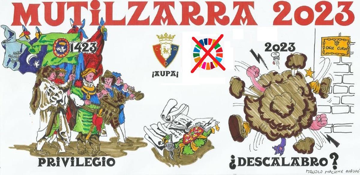Pancarta de la peña Mutilzarra para San Fermín 2023. MUTILZARRA