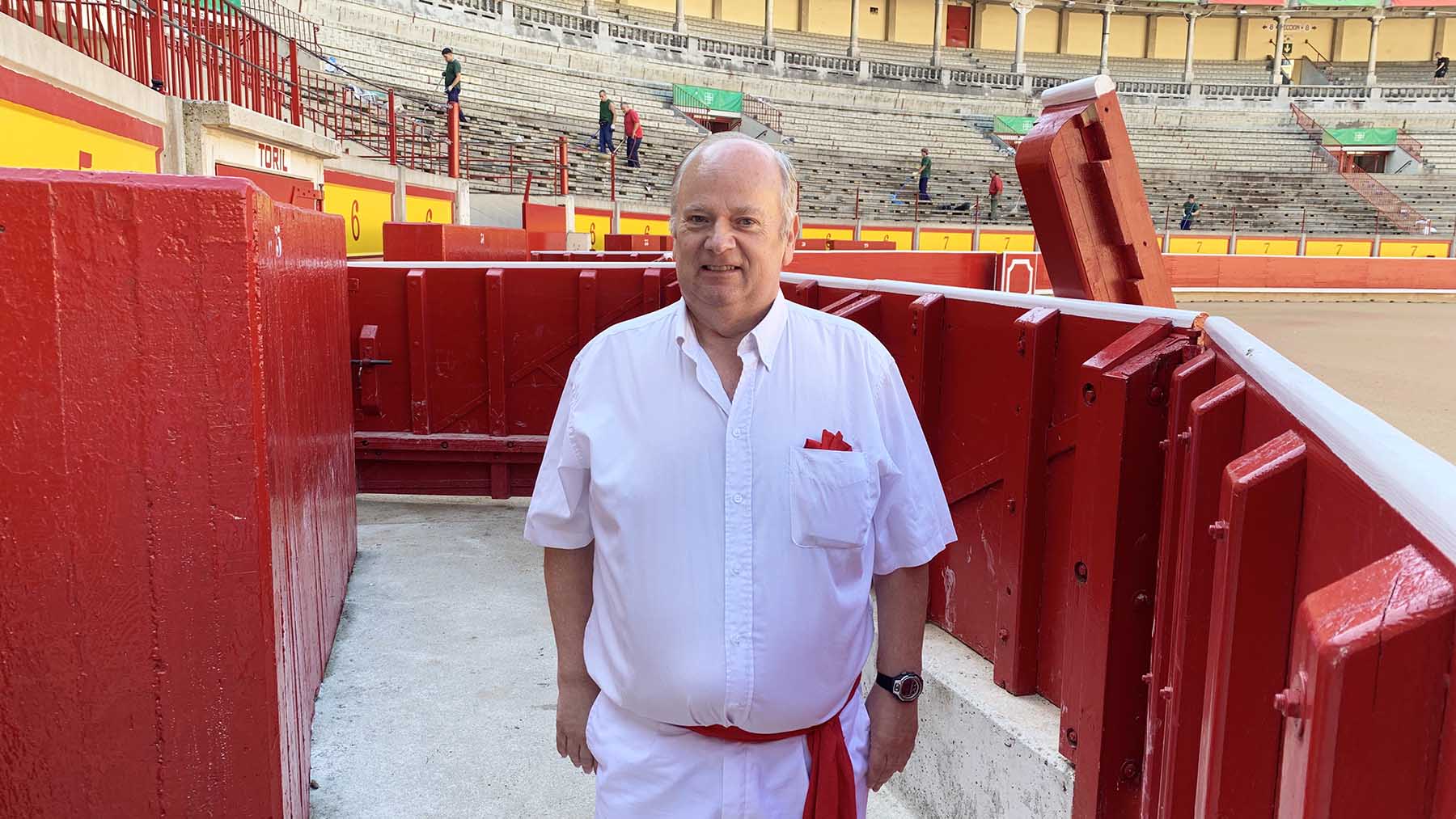 Jesus Mari Aizpún en el interior del burladero de la Plaza de Toros de Pamplona. Navarra.com