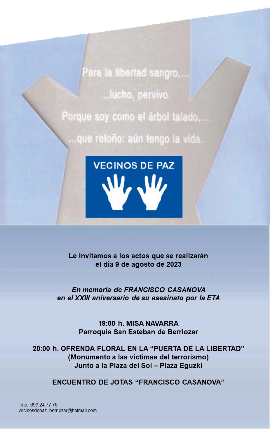 Programa del Homenaje a Francisco Casanova, asesinado por ETA.