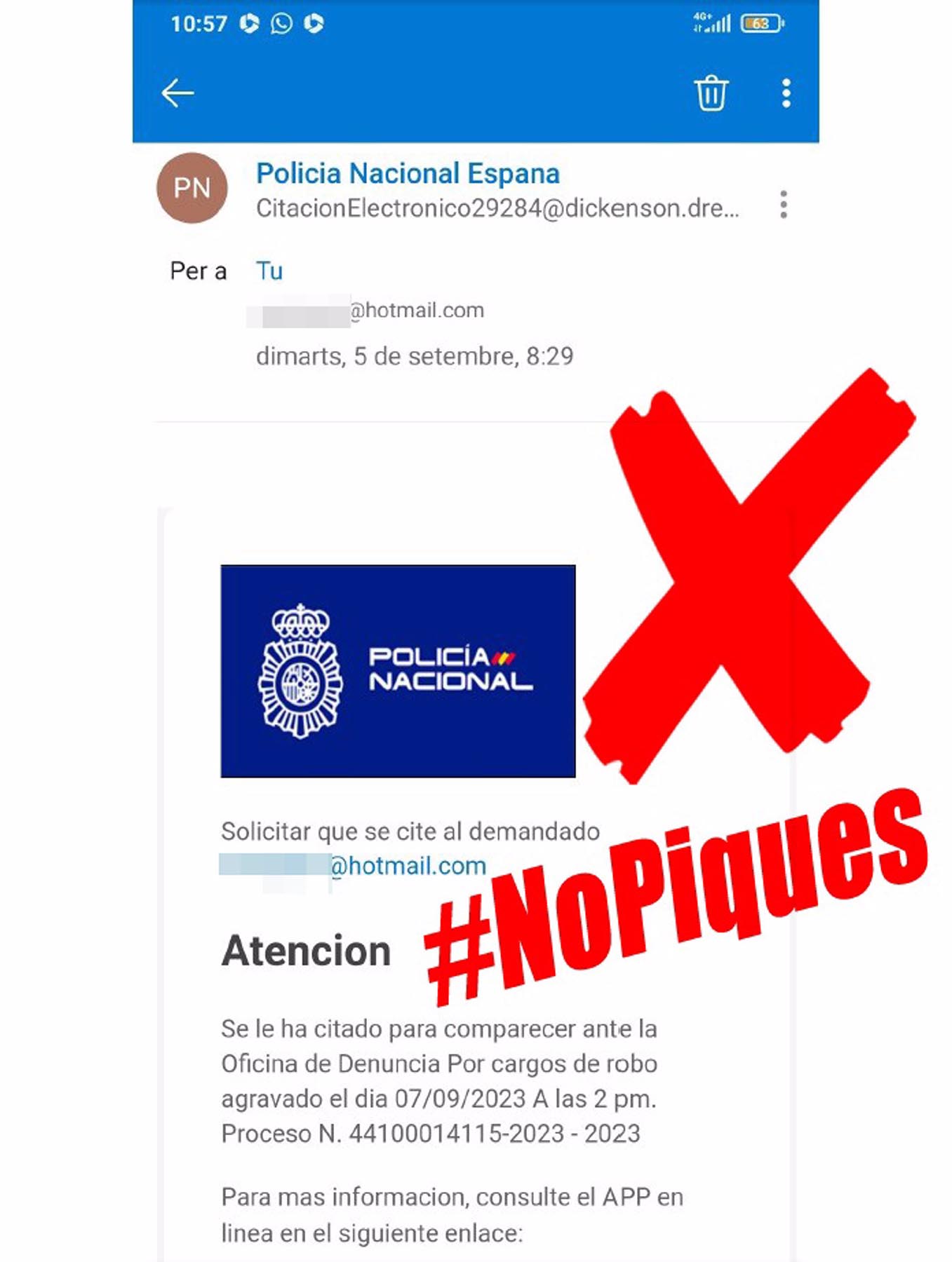 Detectada una campaña de correos maliciosos que suplanta a la Policía para trámites de denuncias por robo - POLICÍA NACIONAL