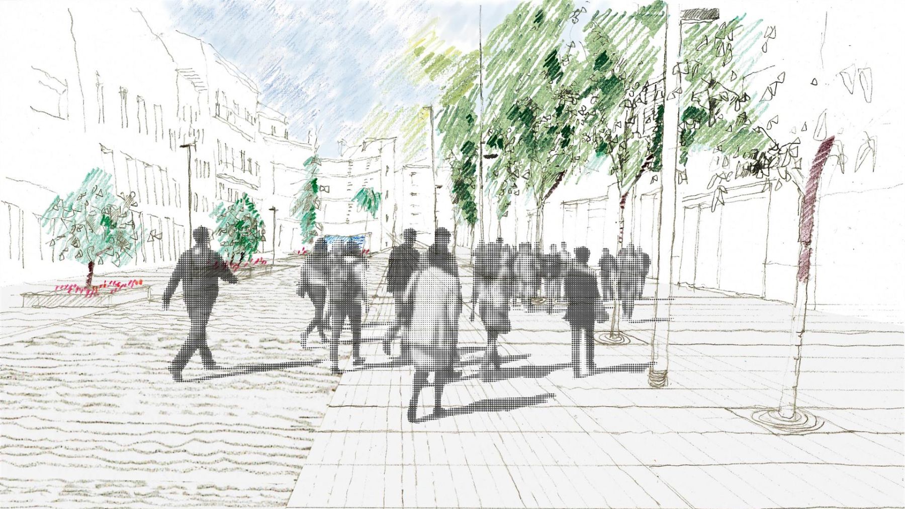 Boceto de cómo quedará la calle Muro de Tudela tras peatonalizarse. AYUNTAMIENTO DE TUDELA