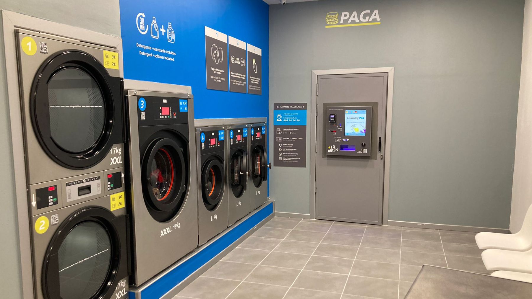 Nueva lavandería 'La Wash' en la calle Navarro Villoslada en Pamplona. CEDIDA