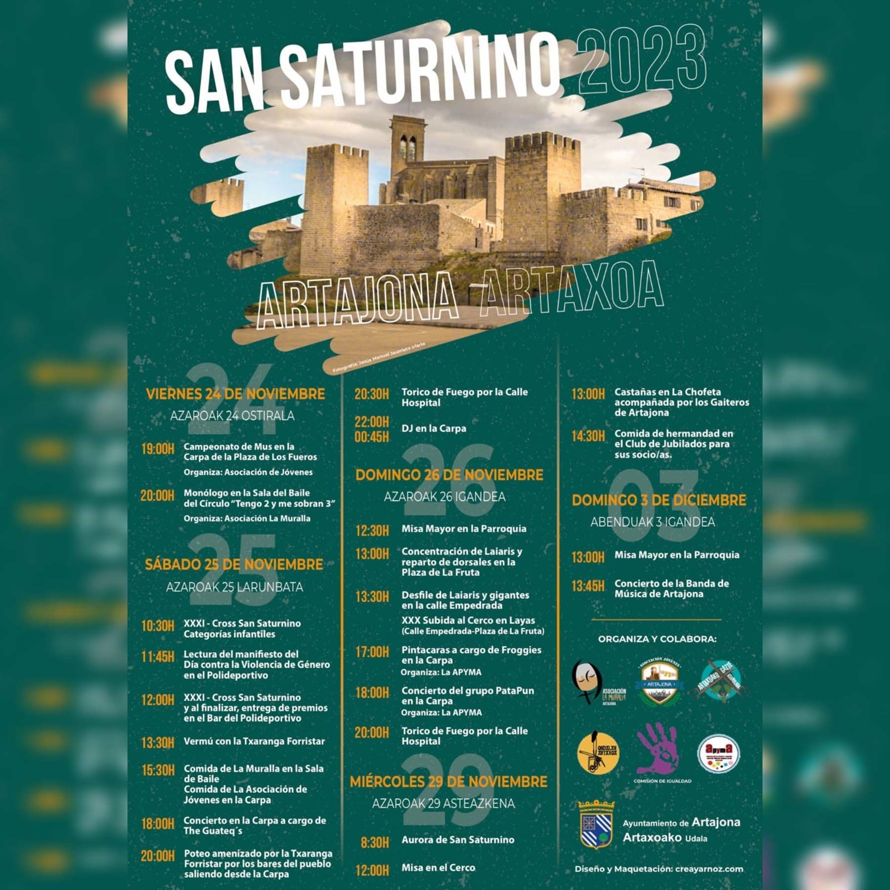 Programa para San Saturnino en Artajona. CEDIDA