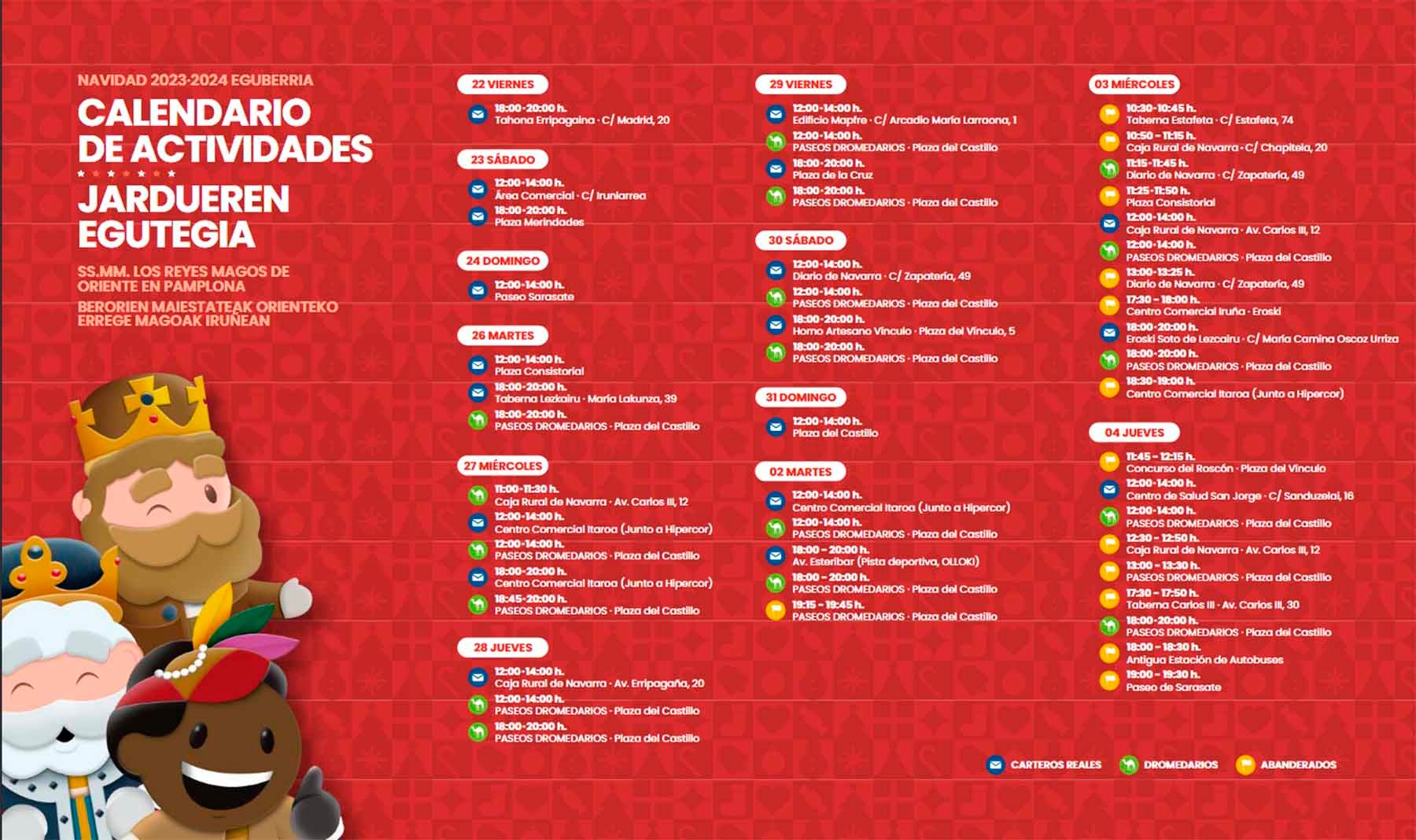 Programa completo de las actividades navideñas de la Cabalgata de Reyes Magos de Pamplona. NAVARRA.COM