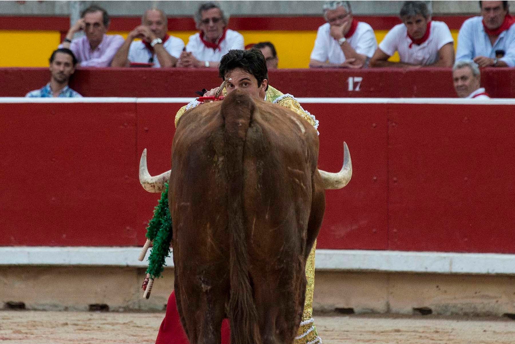Foto desde el burladero, Juan del Álamo entra a matar (Foto John Kimmich Javier, cortesía del autor)