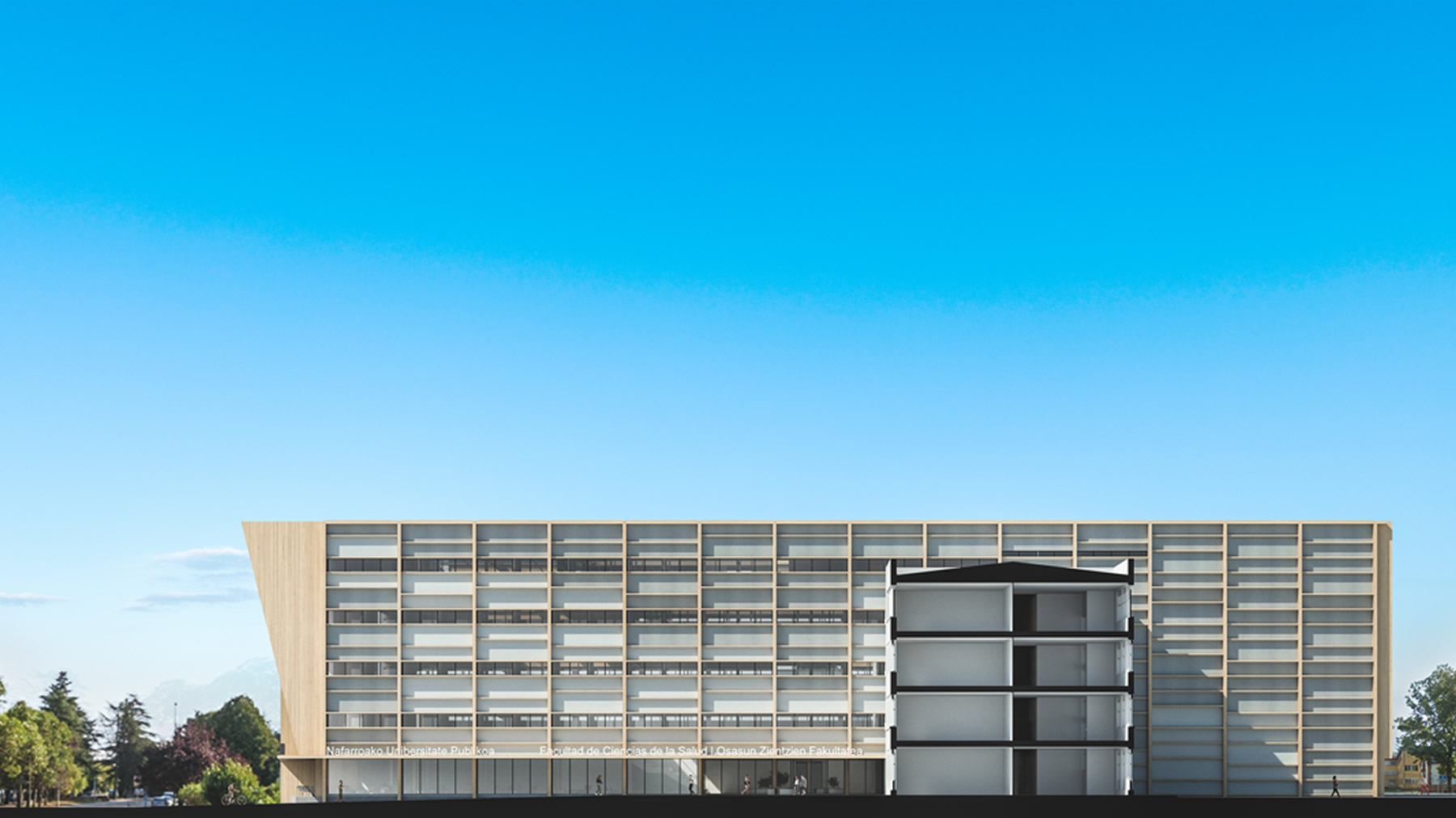 Nueva Facultad de Ciencias de la Salud Universidad Pública de Navarra, que abrirá sus puertas en septiembre de 2025 y que apuesta por tecnología BIM. CEDIDA