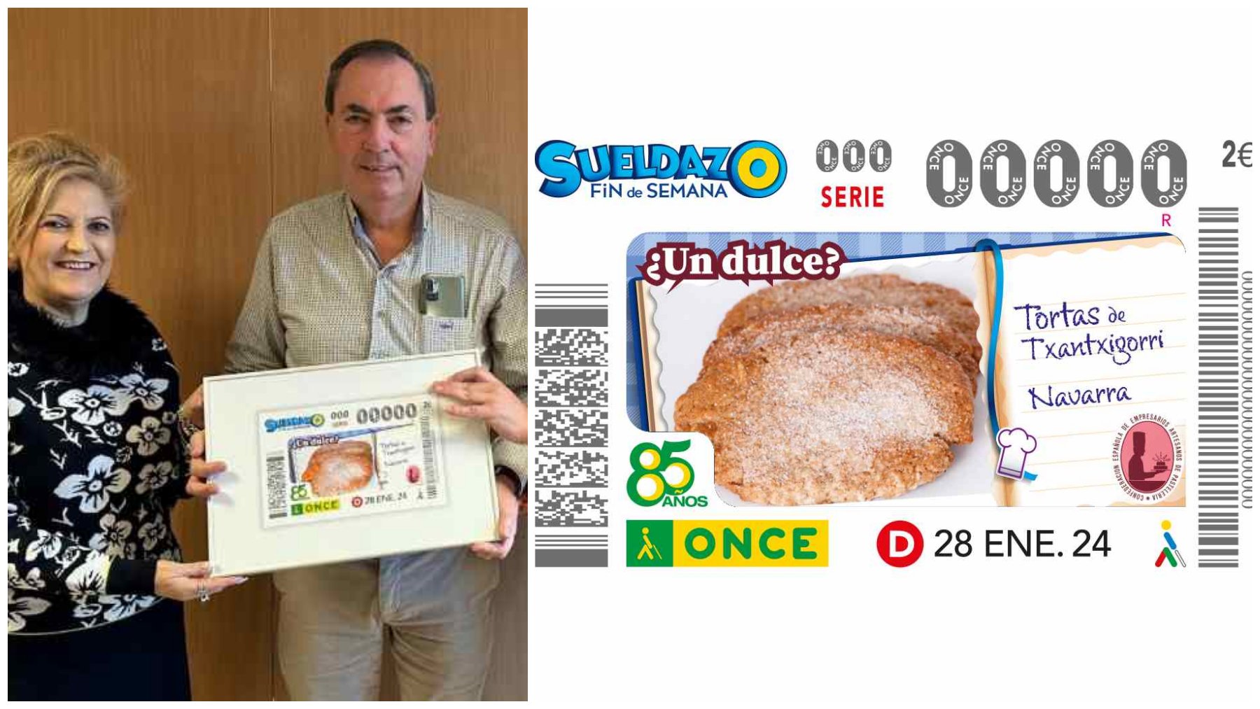 Nuevo cupón de la ONCE con la torta de Txantxigorri como protagonista. ONCE