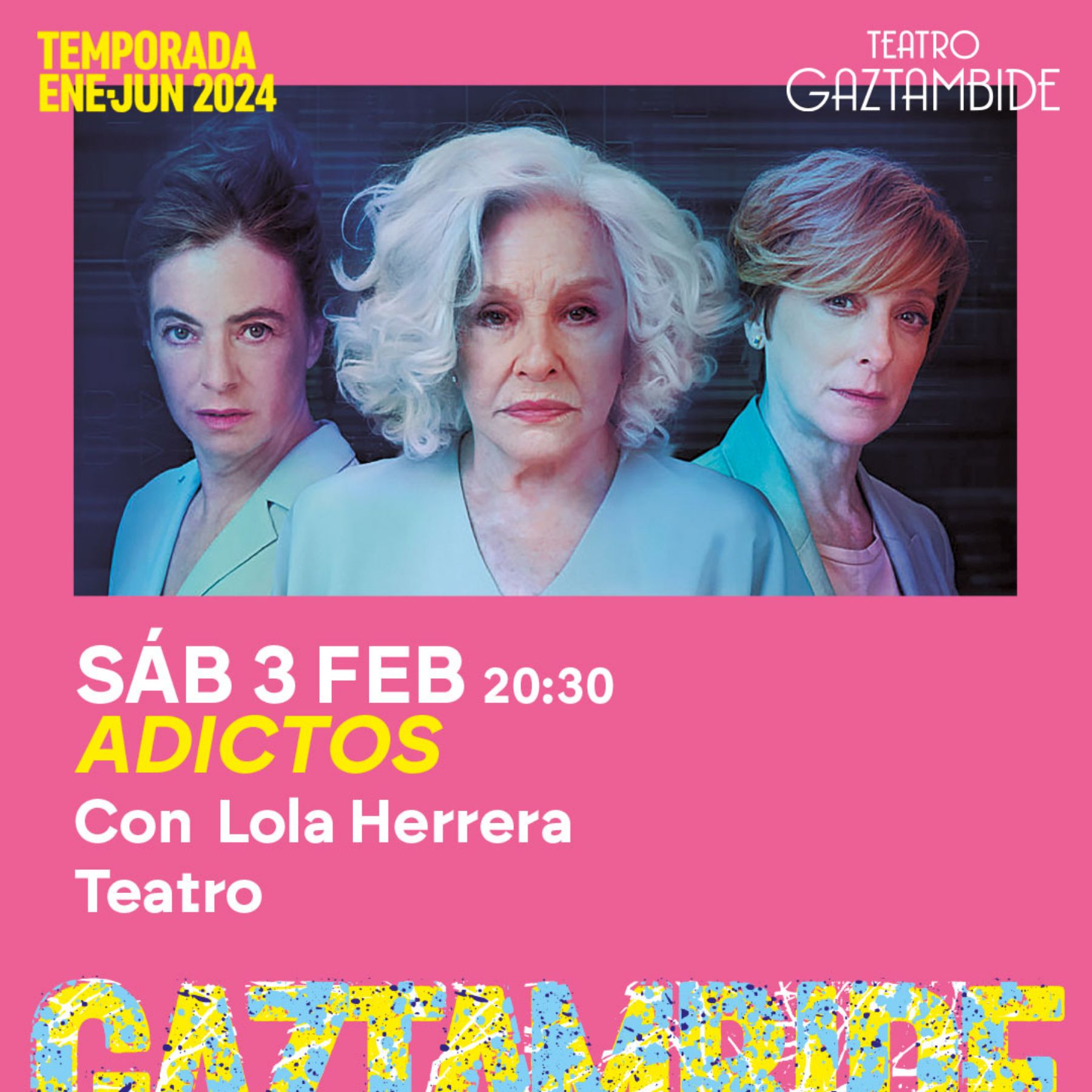 Cartel de la obra de teatro 'Adictos' que se podrá ver en el teatro Gaztambide de Tudela. CEDIDA