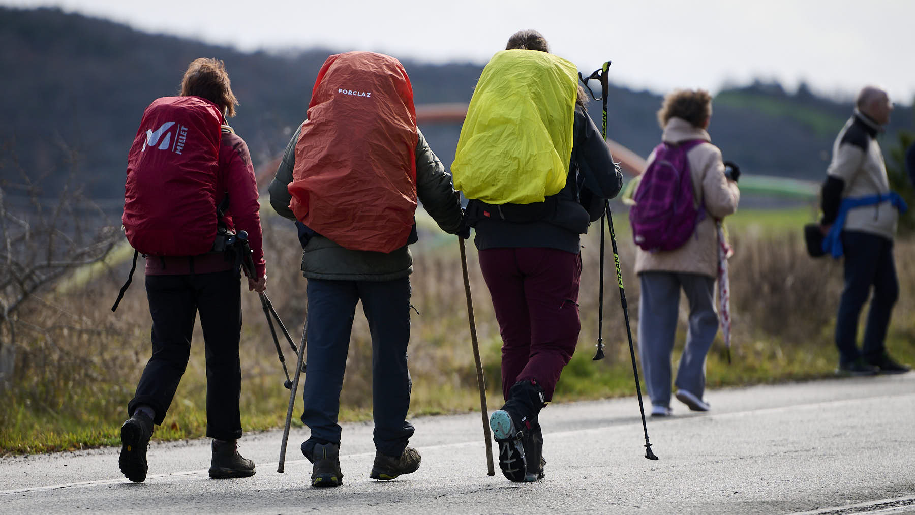 Silvia González, Juantxo Vázquez y Guadalupe Lobo realizan la Javierada de 2024 desde San Sebastián y Pamplona. PABLO LASAOSA