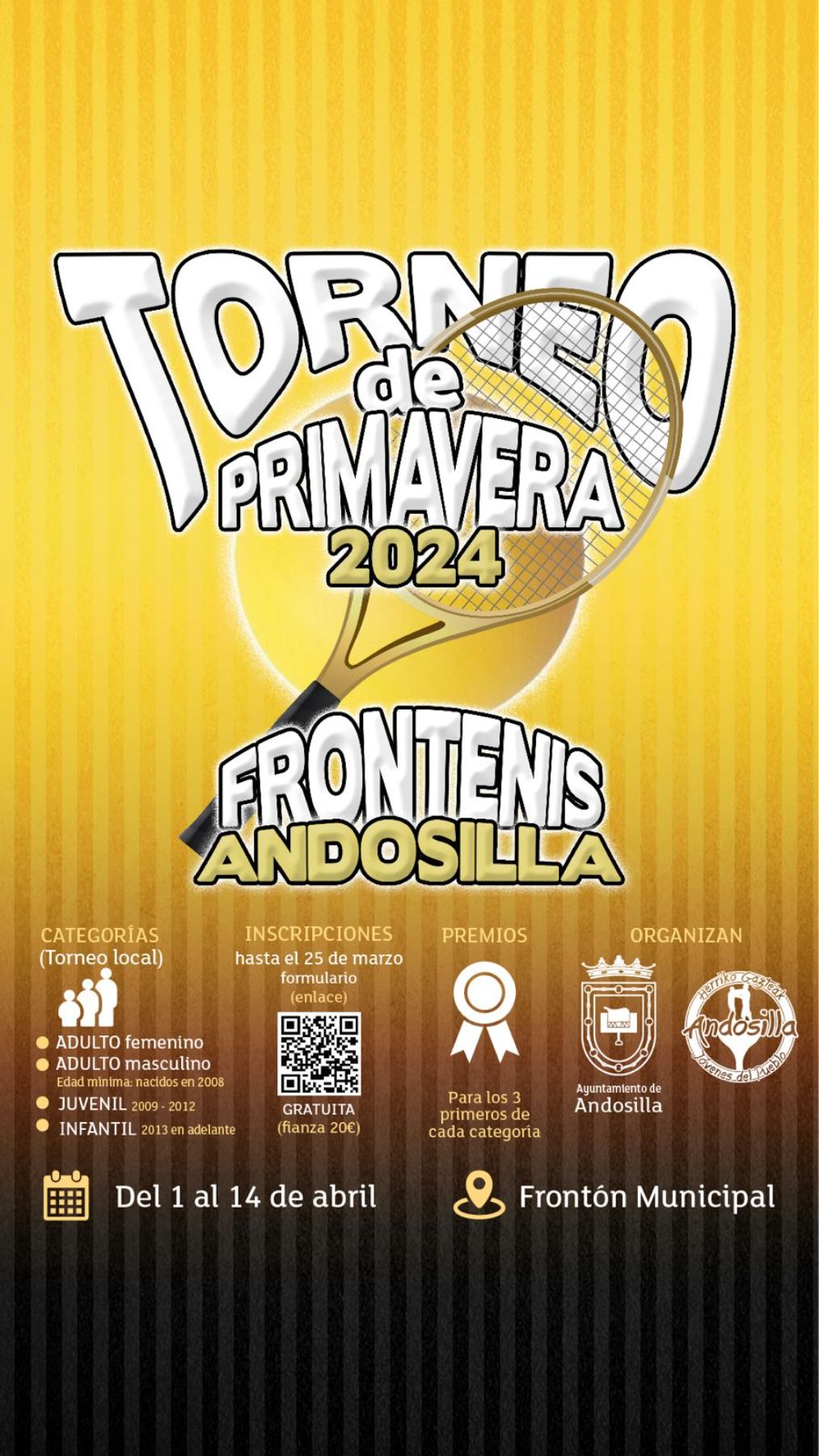 Cartel anunciador del Torneo de Primavera de Frontenis en Andosilla. NAVARRA.COM