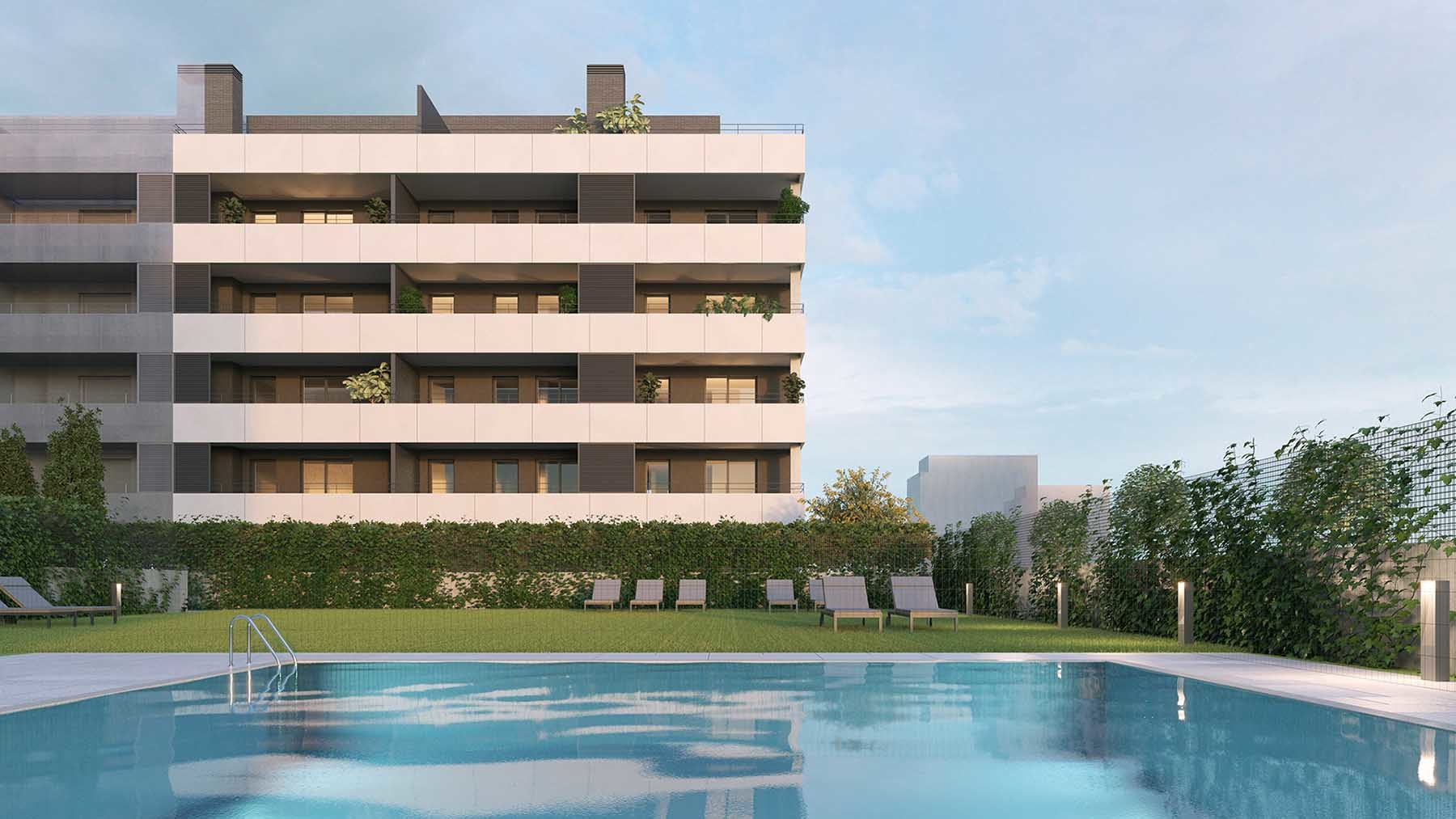 Las nuevas viviendas en Tudela que enamoran con su piscina y jardín comunitario