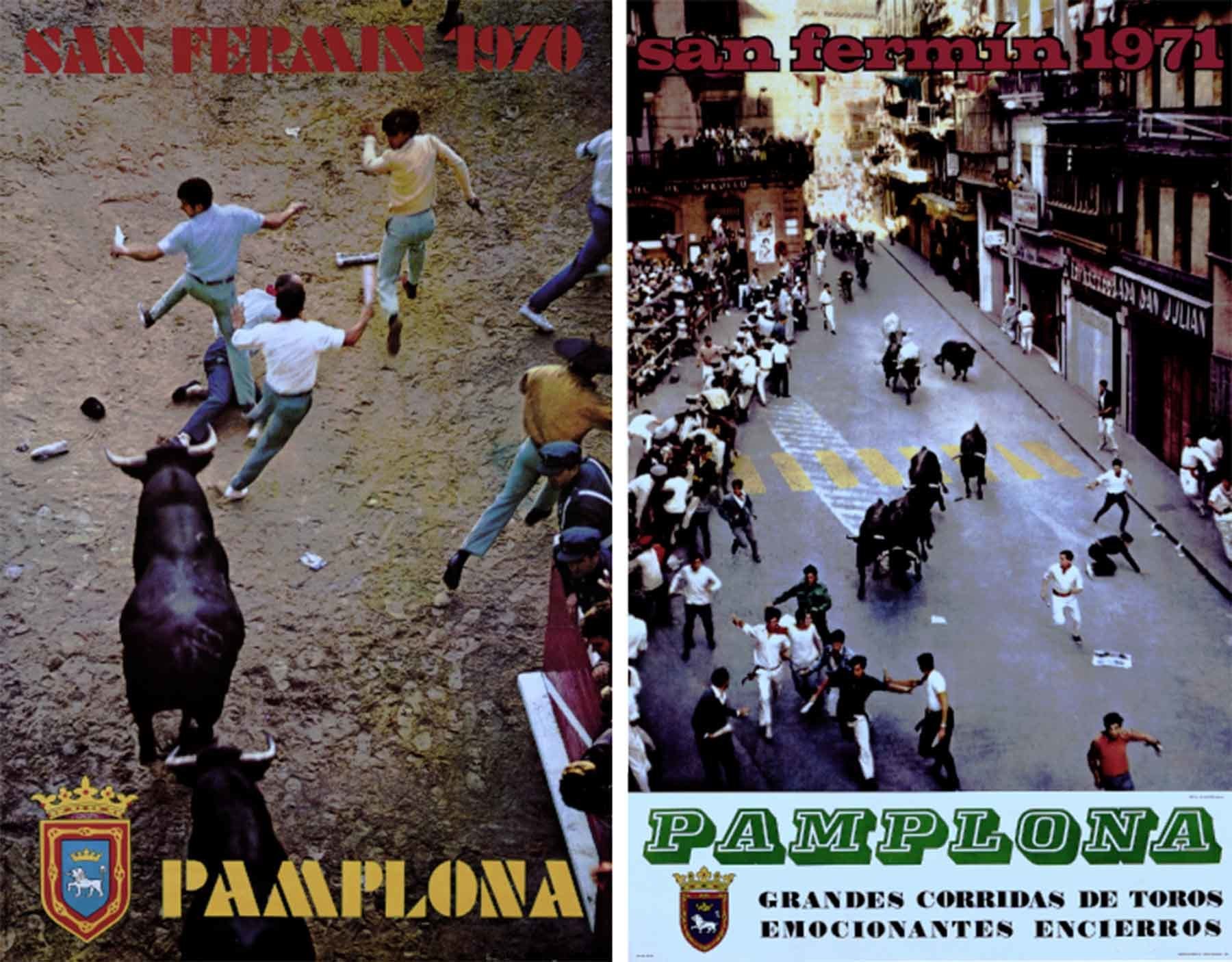 Foto 02. Los dos carteles de San Fermín de Cejuela año 1970 y 1971 (Fotos Javier Cejuela, Archivo Municipal de Pamplona)