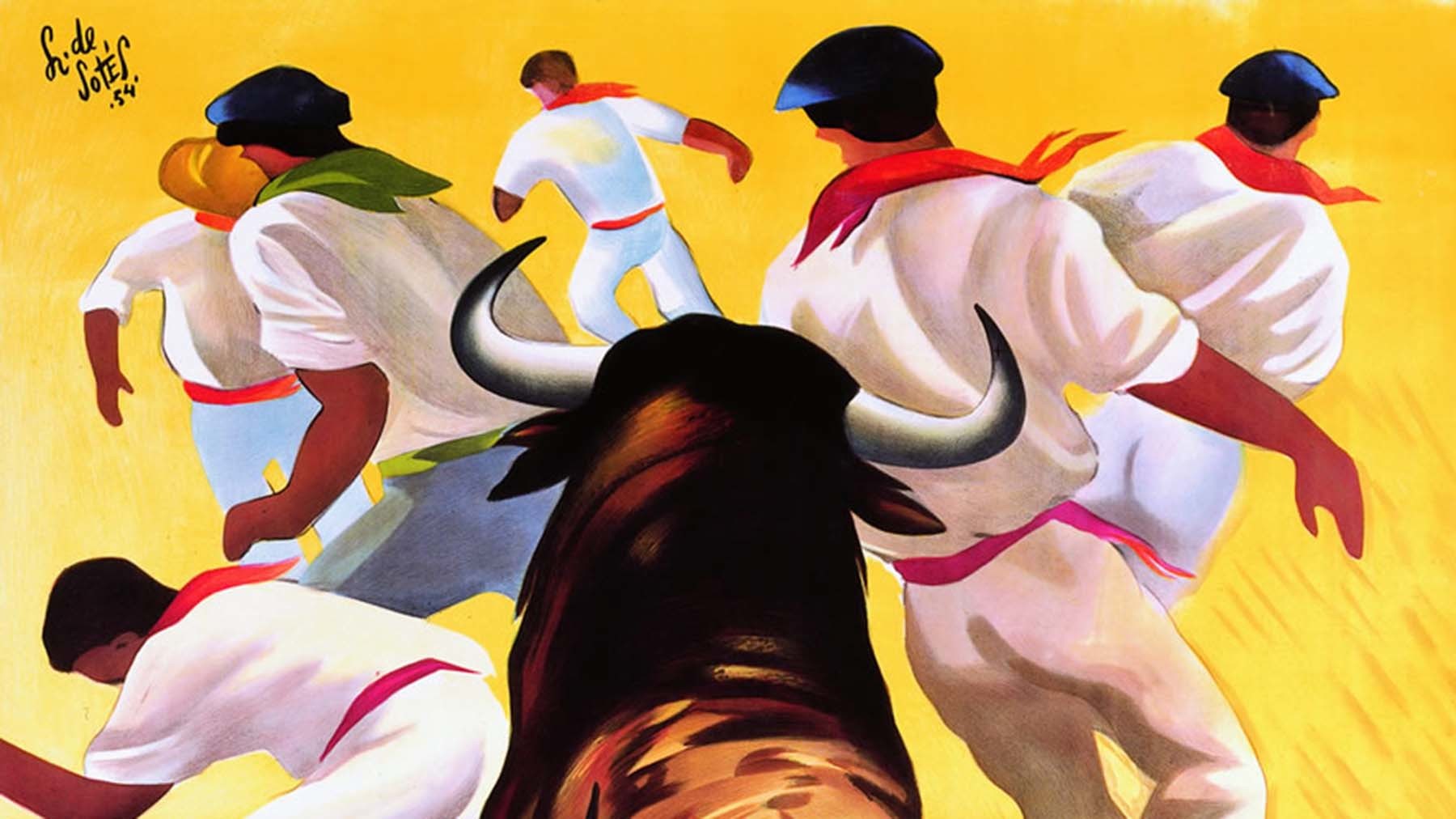 Parte superior del cartel de fiestas de San Fermín de 1954. Archivo.