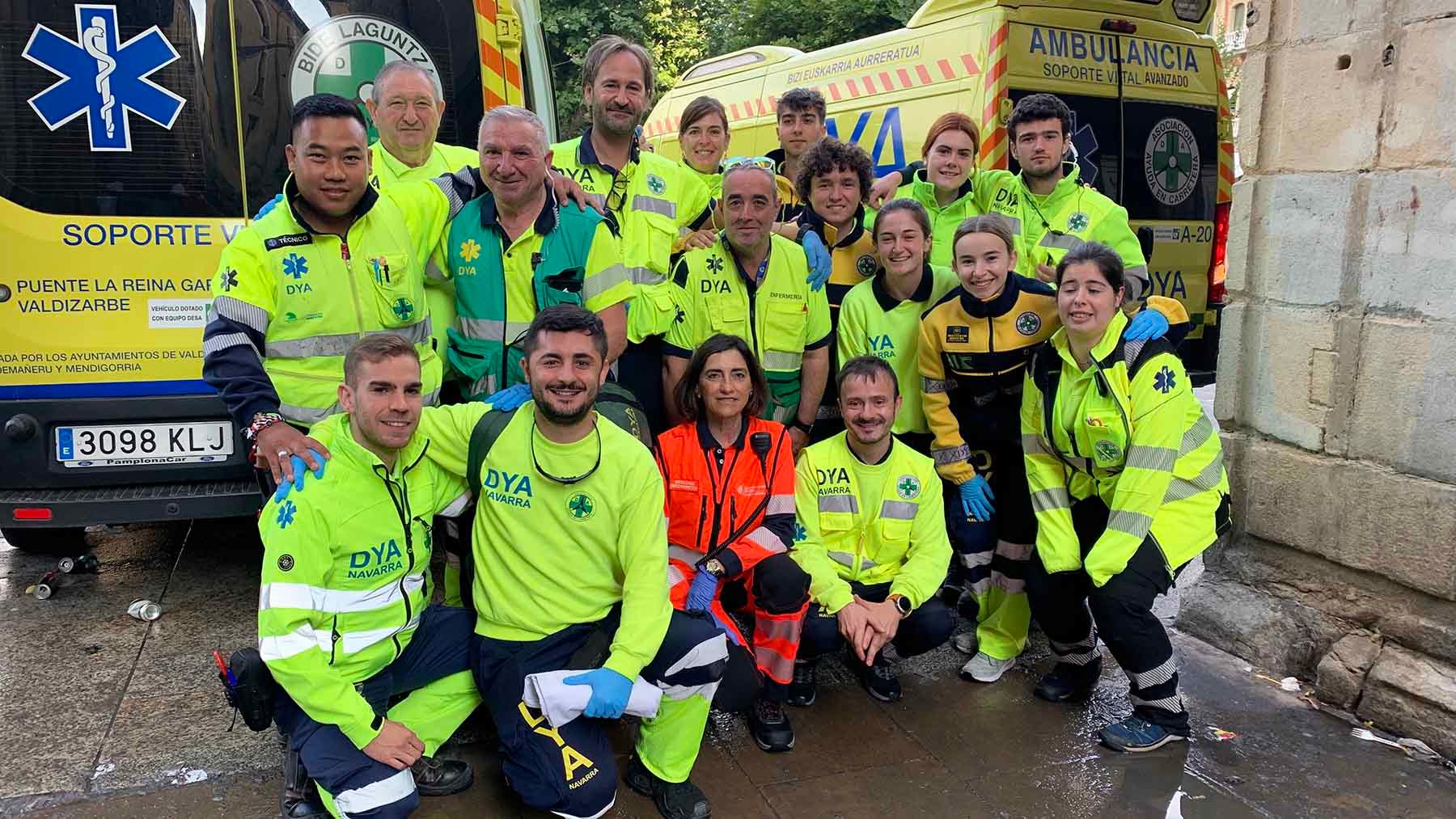 Dispositivo de la DYA en el puesto de Estafeta esquina calle de Javier en el encierro de San Fermín. Navarra.com